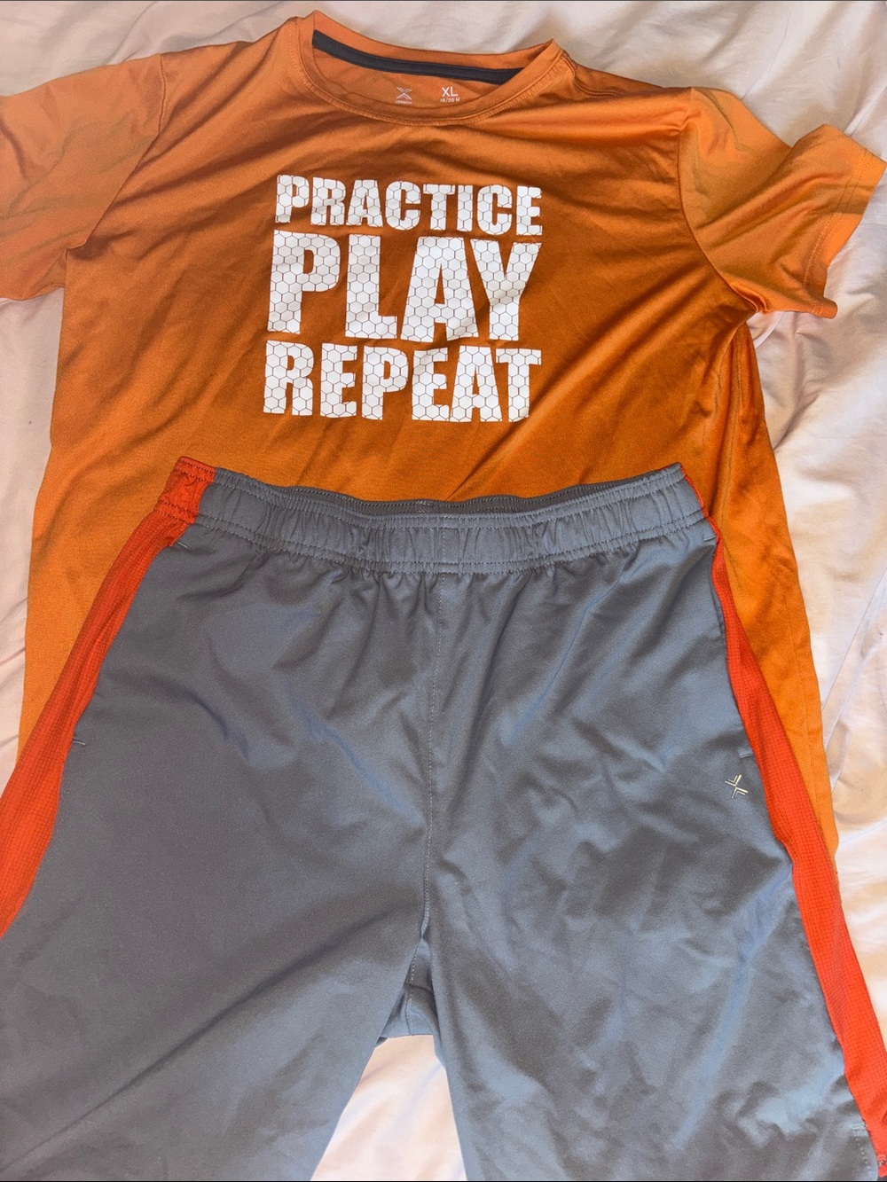 Xersion Gray Shorts with Orange Drawcord
